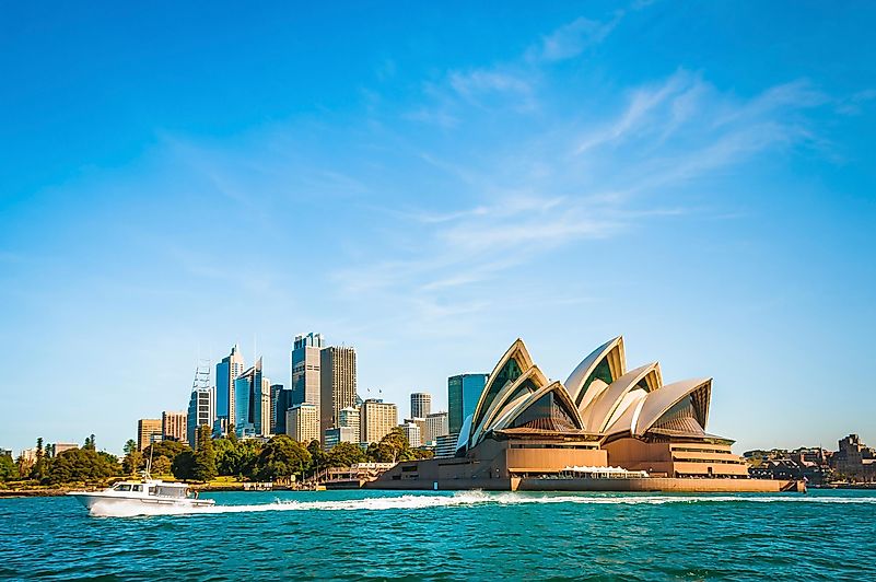 O horizonte da cidade de Sydney, Austrália.