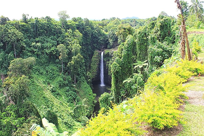 A waterfall in western Samoa. A waterfall in western Samoa.