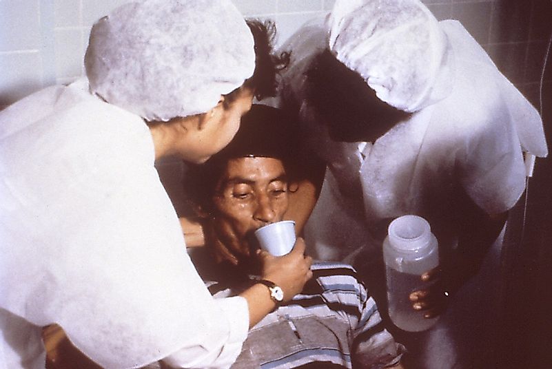 Cholera patient being treated by oral rehydration therapy in 1992. Image credit: Centers for Disease Control and Prevention/Public domain