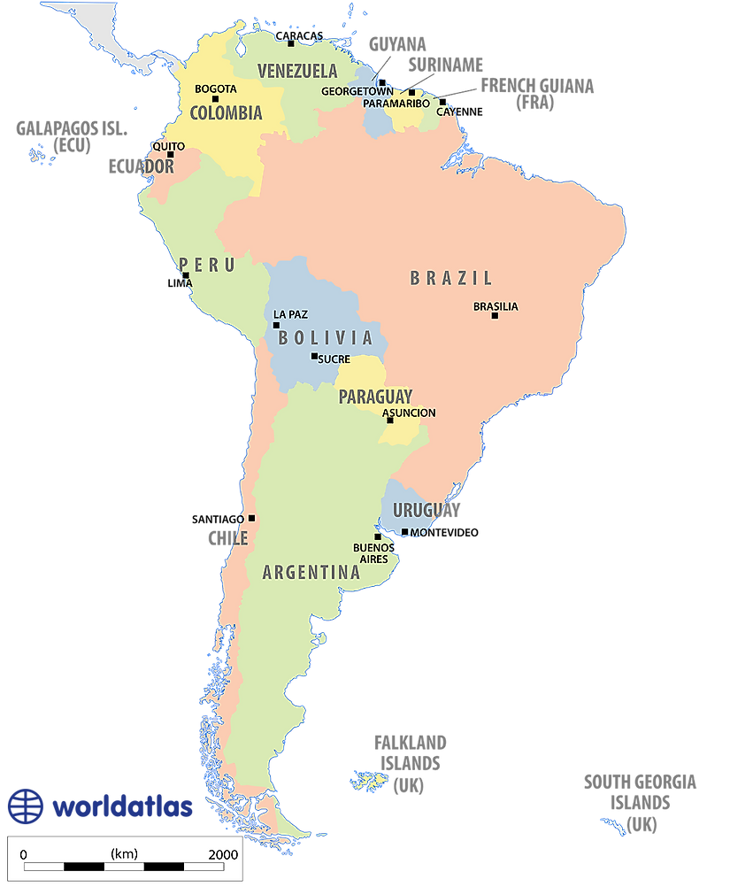 South America Map Quiz With Capitals