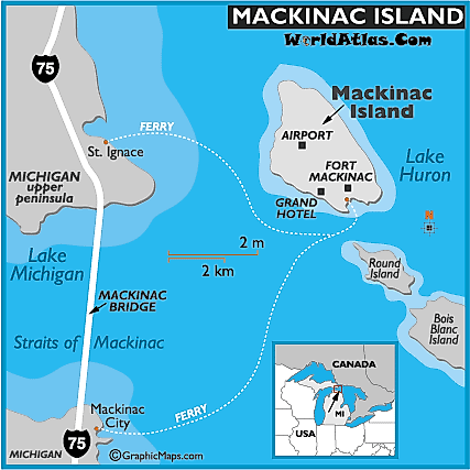 Mackinac Island Map Ferry and Hotels Travel Information Page