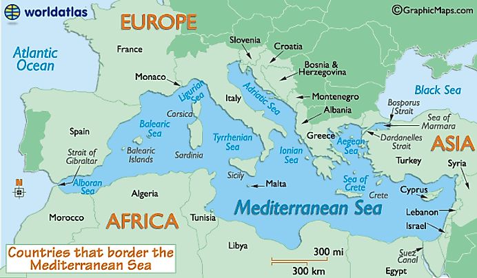 Map Of The Mediterranean Sea And Mediterranean Sea Map Size Depth History Information Page