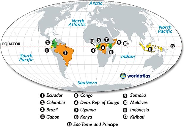 countries on the equator map