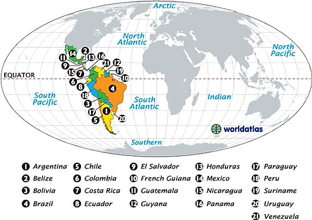 Map Of Latin American Countries