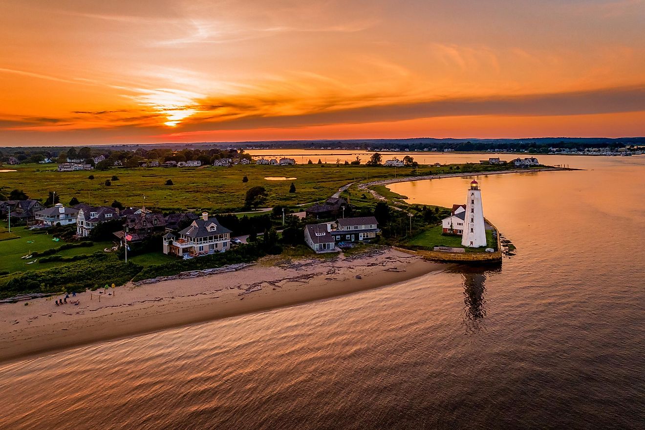 Old Saybrook with the Saybrook Breakwater Lighthouse