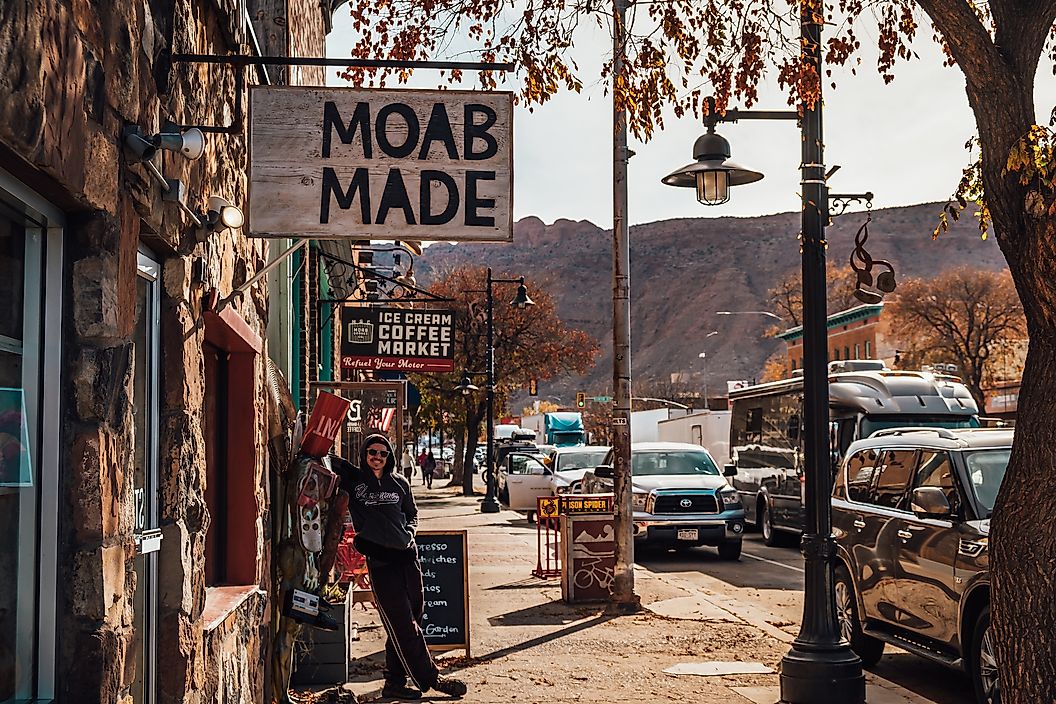 A street in Moab, Utah. Editorial credit: Ilhamchewadventures / Shutterstock.com