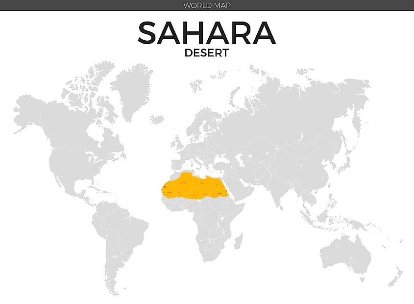 The location of the Sahara Desert in Africa