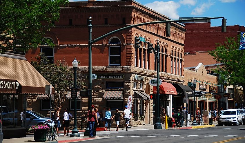 Main Avenue in Durango, featuring the oldest bank building in Colorad