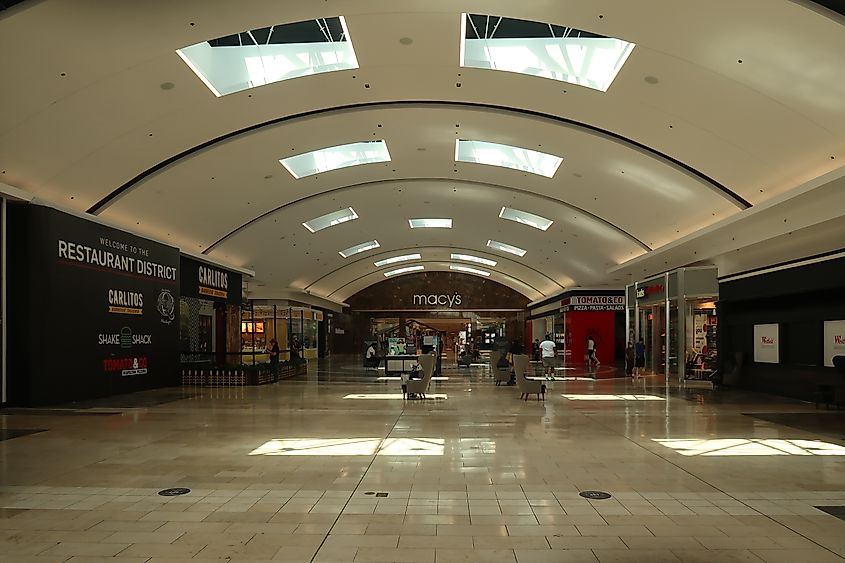 PARAMUS, NJ, USA - June 29, 2020: Interior of the Westfield Garden State Plaza. One Garden State Plaza Pkwy, Paramus, NJ 07652. Editorial use only