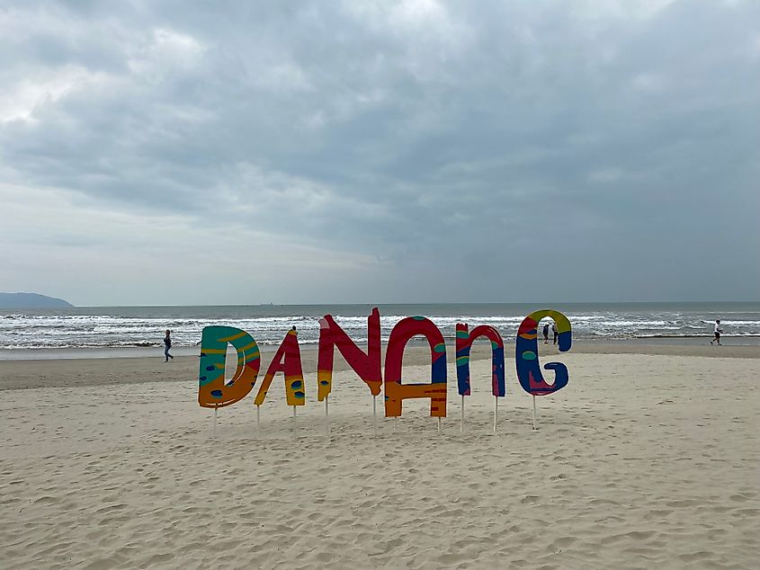A colorful beach sign for the city of Da Nang, Vietnam.