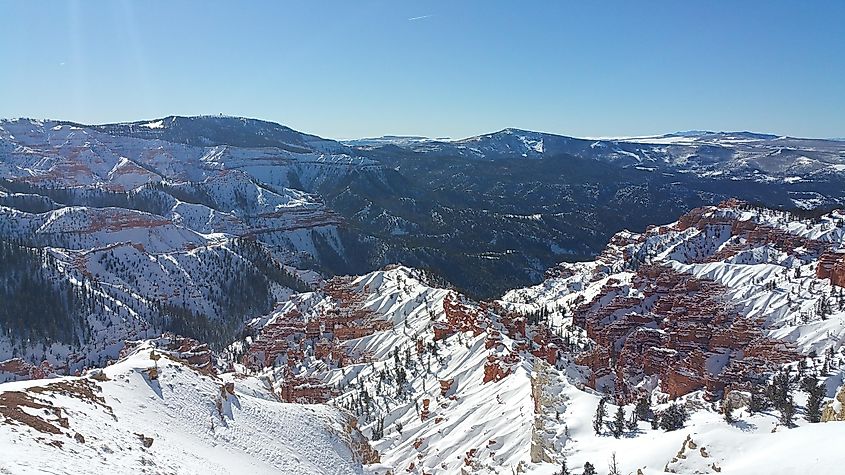 Brian Head Utah Snow Covered Red Rock Forest Canyon in Winter