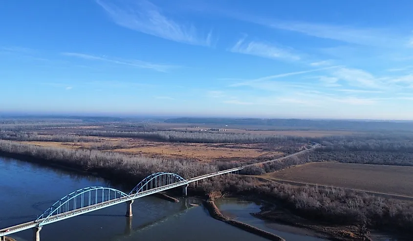 Aerial Photo of the Centennial Bridge in Leavenworth, Kansas.
