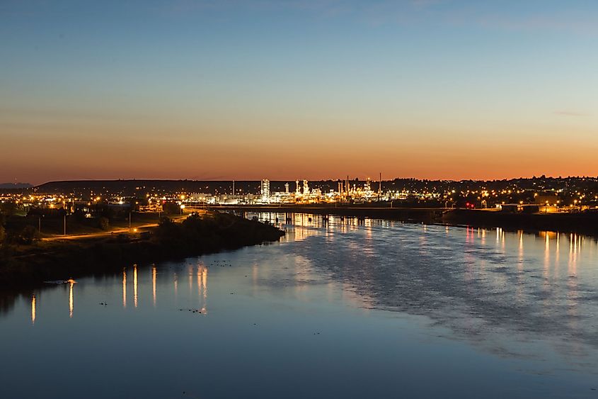 City Lights of Great Falls, Montana, over the Missouri River