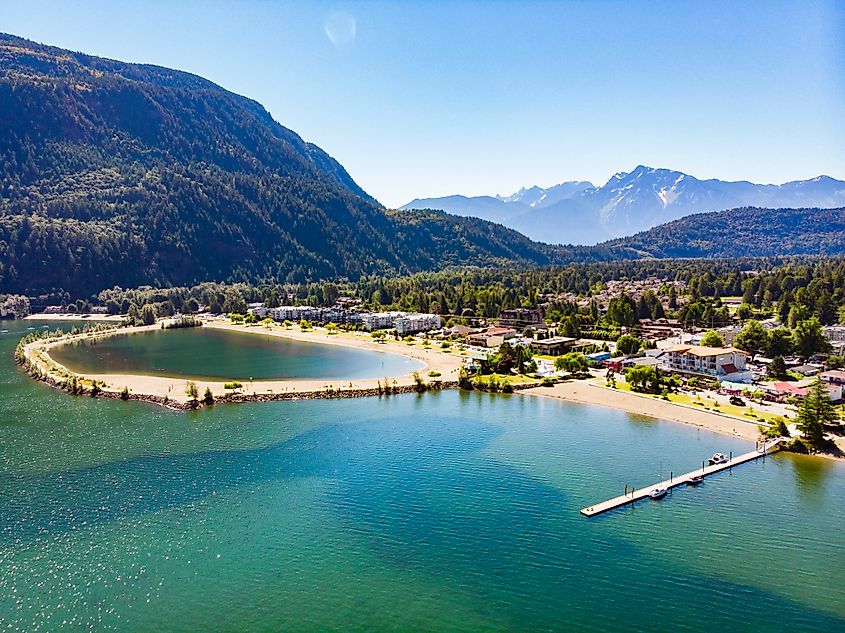 Harrison hot springs drone view.