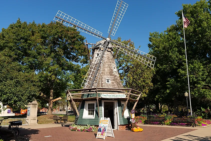 Central Park on a beautiful Summer morning in Pella, Iowa, USA.