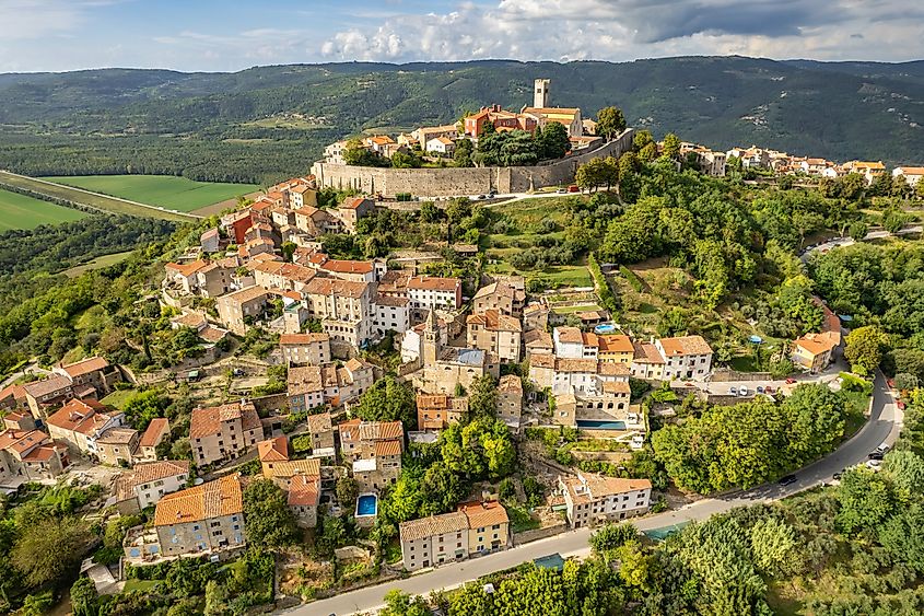 The scenic hilltop town of Motovun, Croatia.