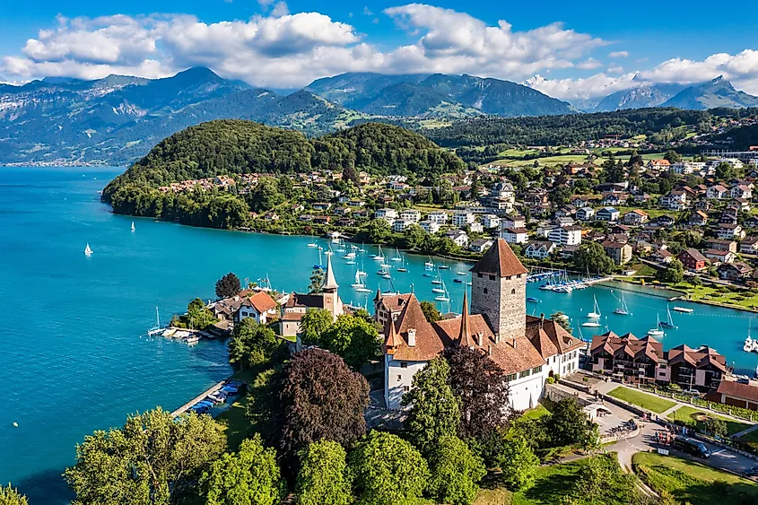 Aerial view of Spiez, Switzerland.