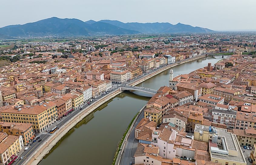Aerial view of Pisa, Italy.