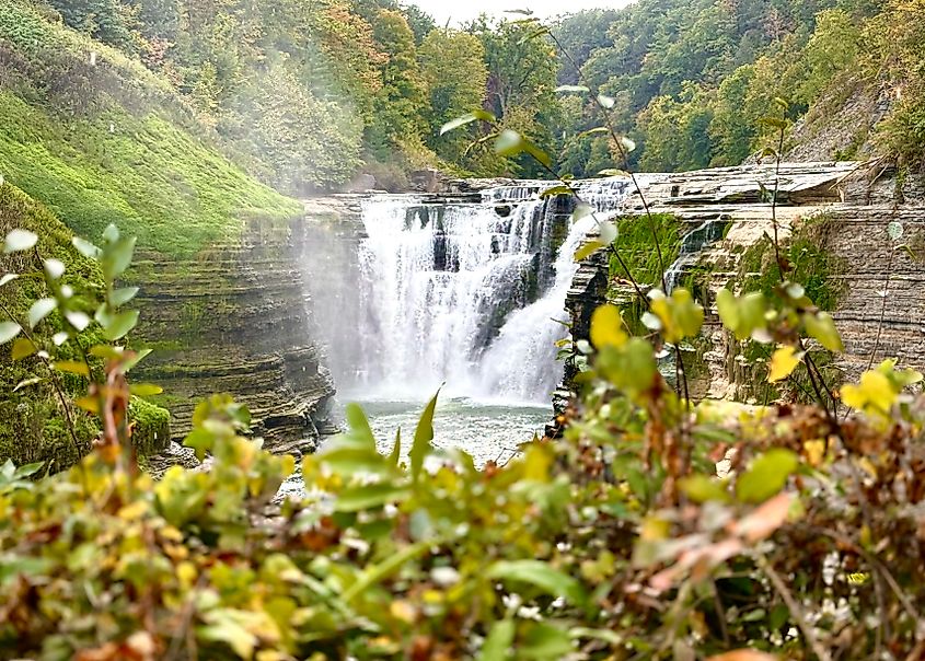 Waterfalls inside Letchworth state park.
