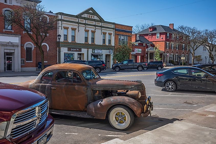 Historic downtown street of Geneseo, New York.