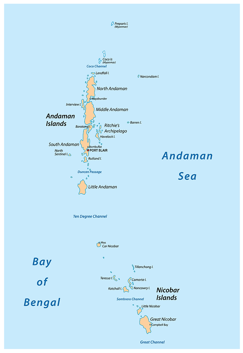 Andaman and Nicobar Islands in Bay of Bengal