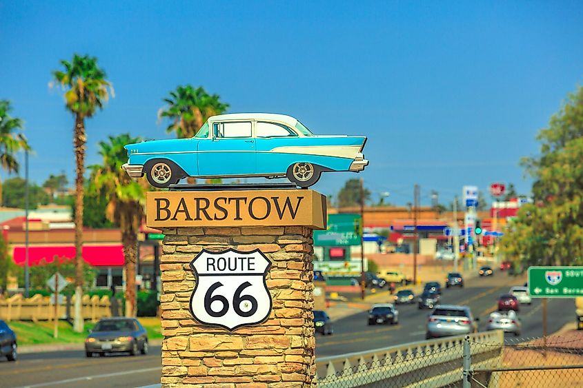 Barstow Sign on Route 66 on entrance of the city's Main Street. 