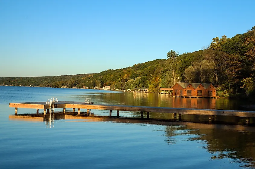 Sunset on Seneca Lake at Watkins Glen, New York.