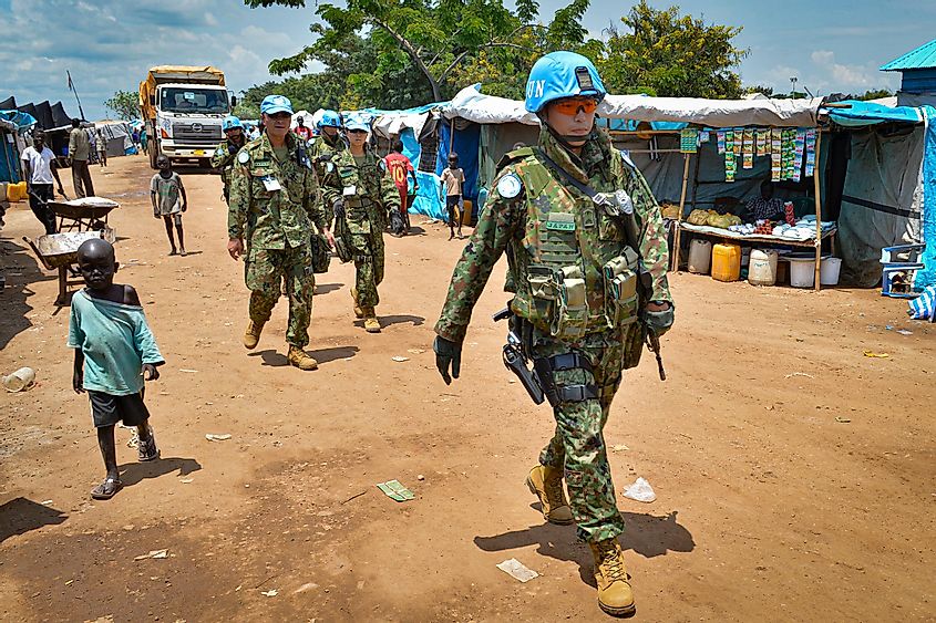 Peacekeeper troops from Japan deployed by the United Nations Mission in South Sudan.