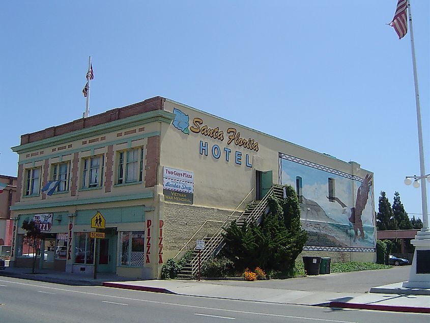 A hotel along a highway in Guadalupe, California