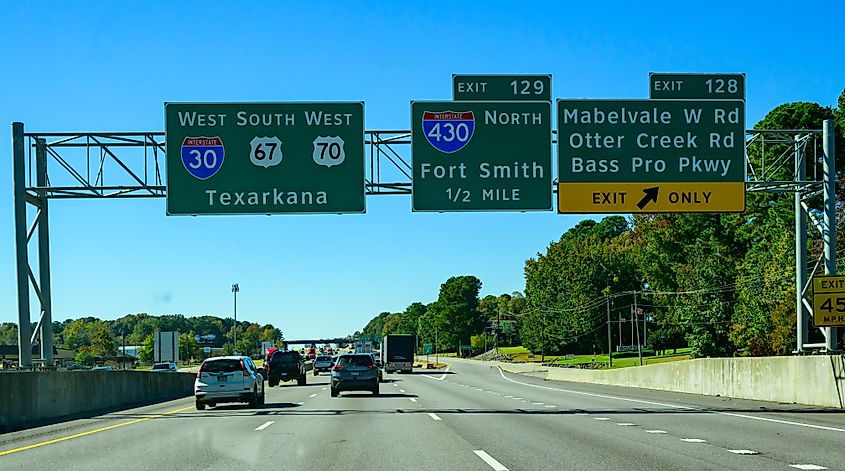 Interstate 30 and Interstate 430 in Little Rock, Arkansas.