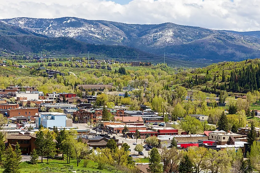 Aerial View of Downtown Steamboat Springs, Colorado