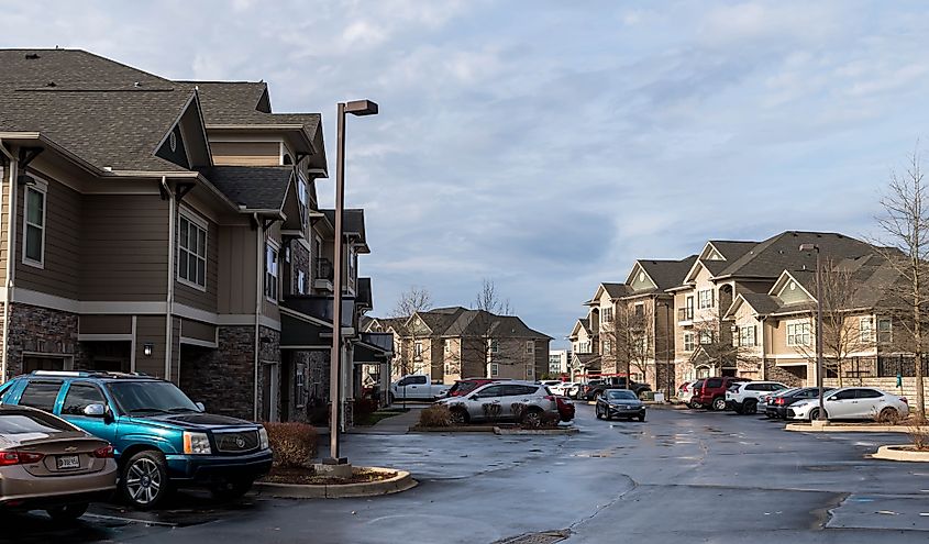 Clairborne Crossing apartment complex on a sunny winter day