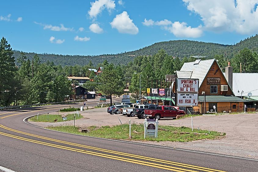 Strawberry, Arizona: a view of route 87, looking northwards, as it passes through the town of Strawberry