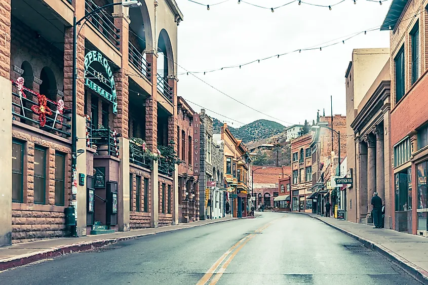 Downtown Bisbee, Arizona, in the Mule Mountains. Image credit melissamn via Shutterstock