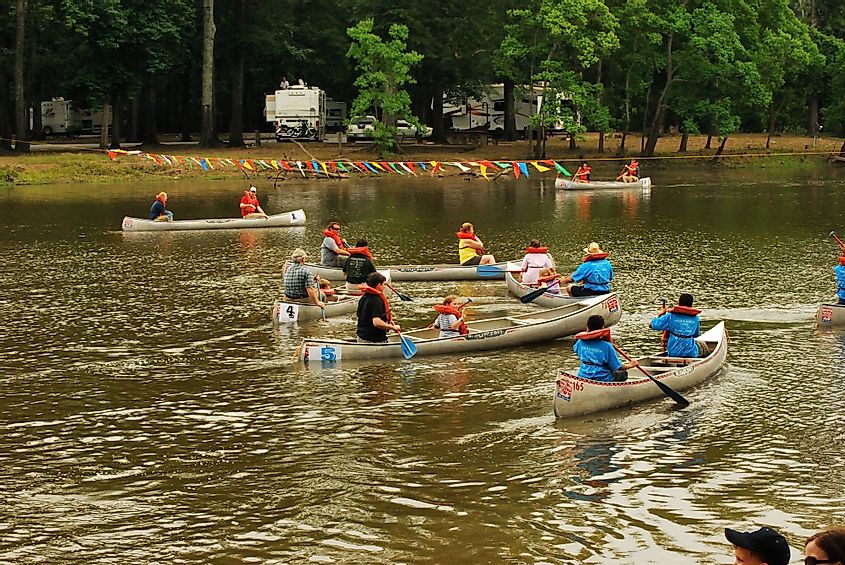 Canoeing at LeFleur's Bluff State Park in Jackson, Mississippi