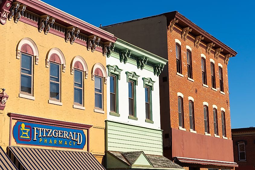 Exterior of old building in downtown Morrison, Illinois.