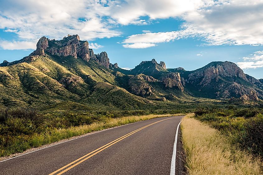 Panoramic view of the Chisos Mountains in Big Bend National Park