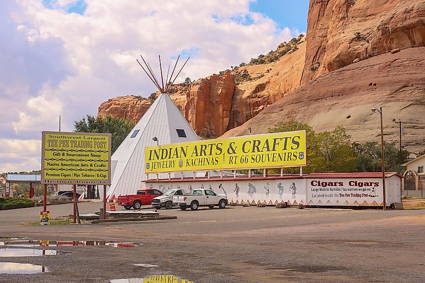Native American arts and crafts store at Lupton, Arizona.