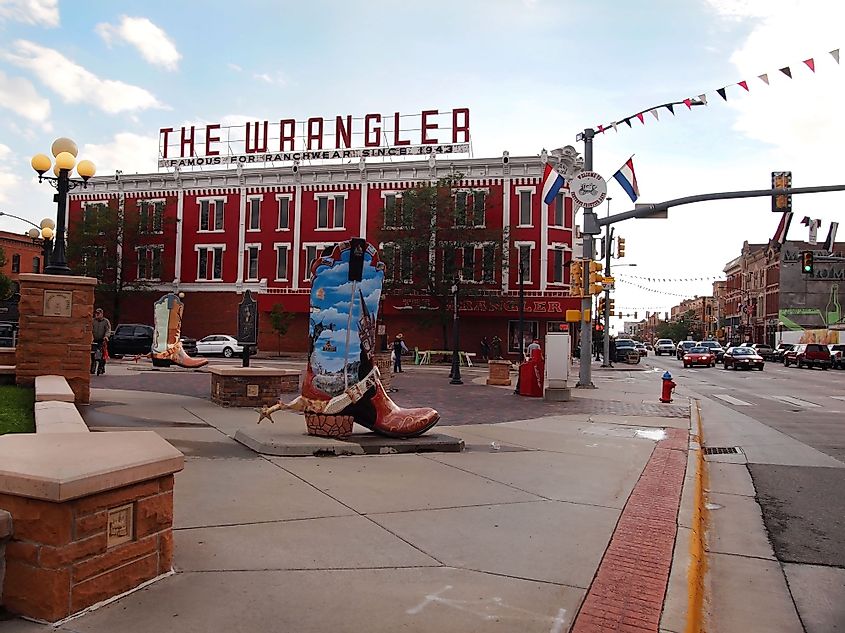 The Wrangler western apparel shop and two 8ft tall Cheyenne big boots