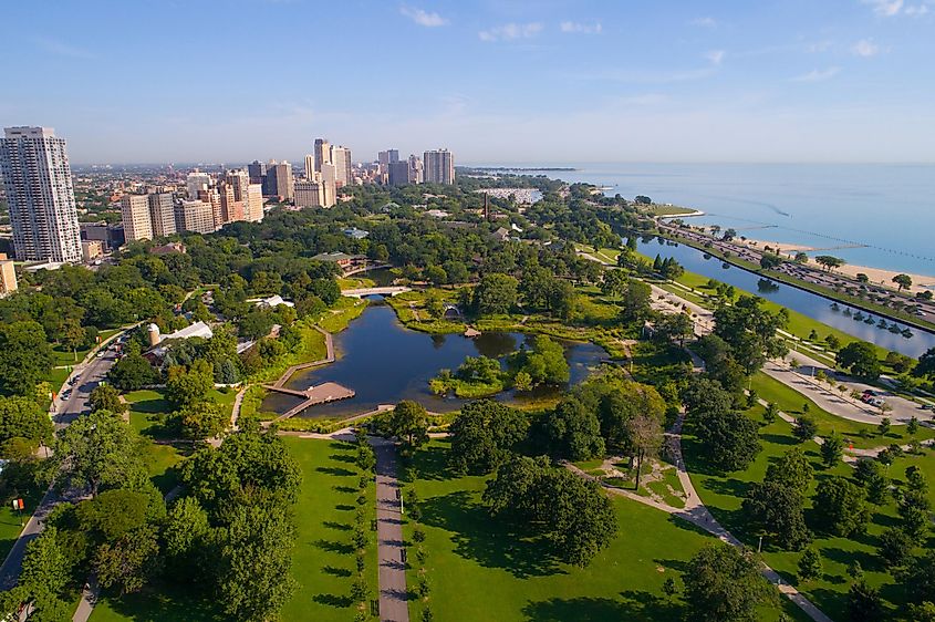 Aerial photo of the Lincoln Park Zoo Chicago