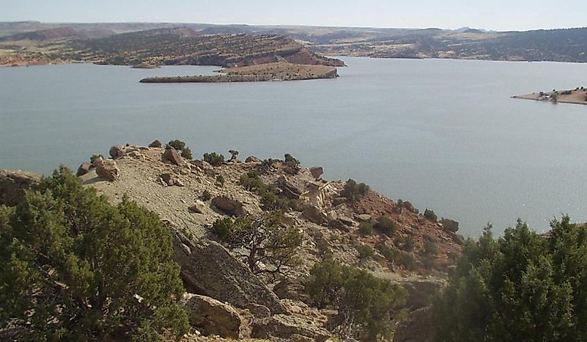 View of Alcova Reservoir near Casper, Wyoming in late September.
