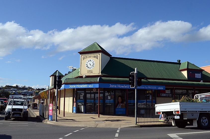 A street scene in Sorell, southeast of Hobart, Tasmania
