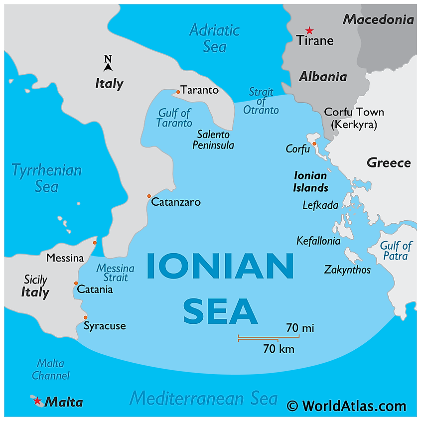 Ionian sea map