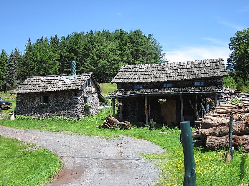 Rustic homes in Windham, New York.