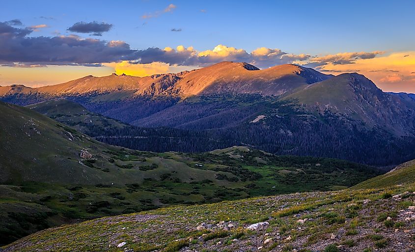 Mountain Sunset Views from the Trail Ridge Road, Rocky Mountain National Park, Colorado