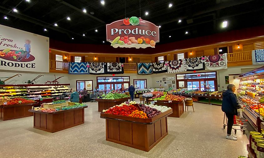 Produce at the Sauders Store in Seneca Falls, New York.