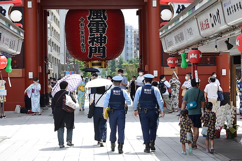 An increase in police presence in Tokyo.