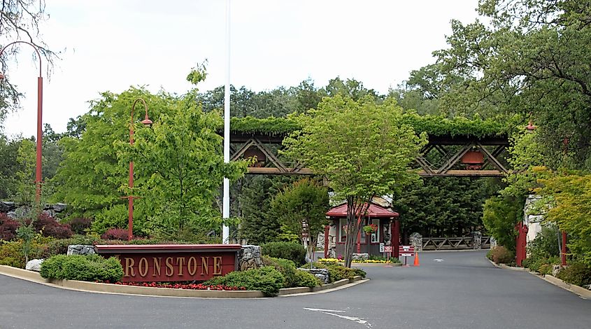 Entrance to Ironstone Vineyards Visitors' Center, located at 1894 Six Mile Road, Murphys, California 95247.