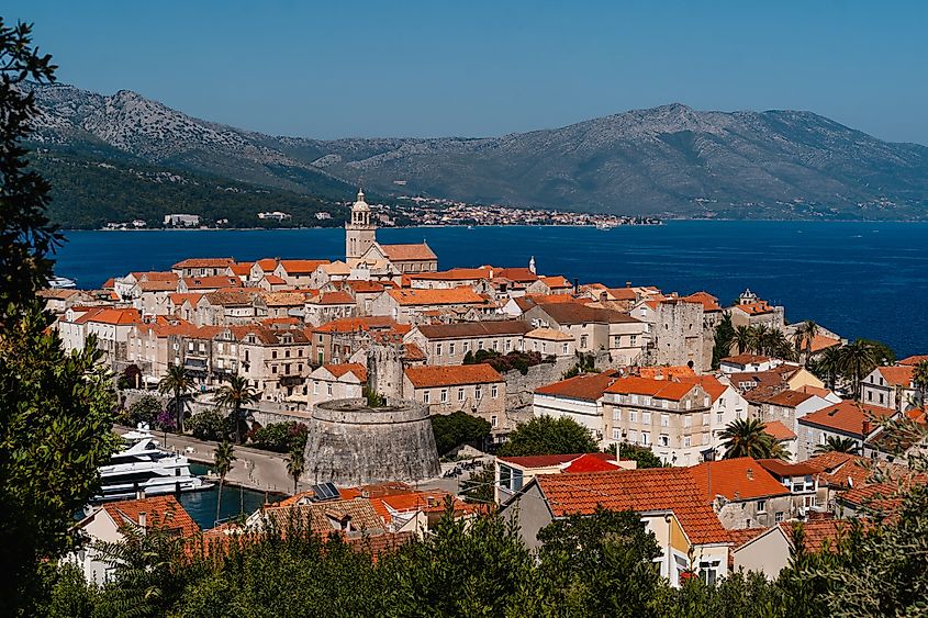 View of Korčula old town, Korčula island, Croatia.