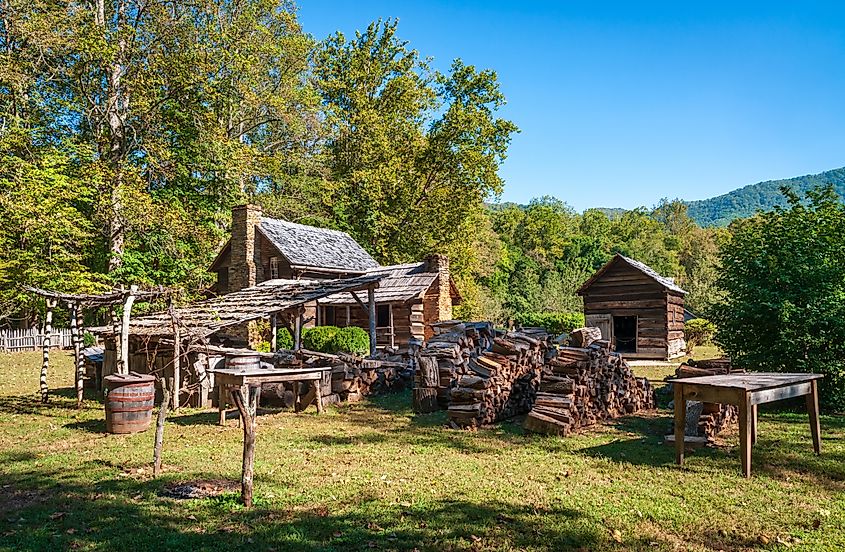 Mountain Farm Museum and Mingus Mill at Great Smoky Mountains National Park in North Carolina